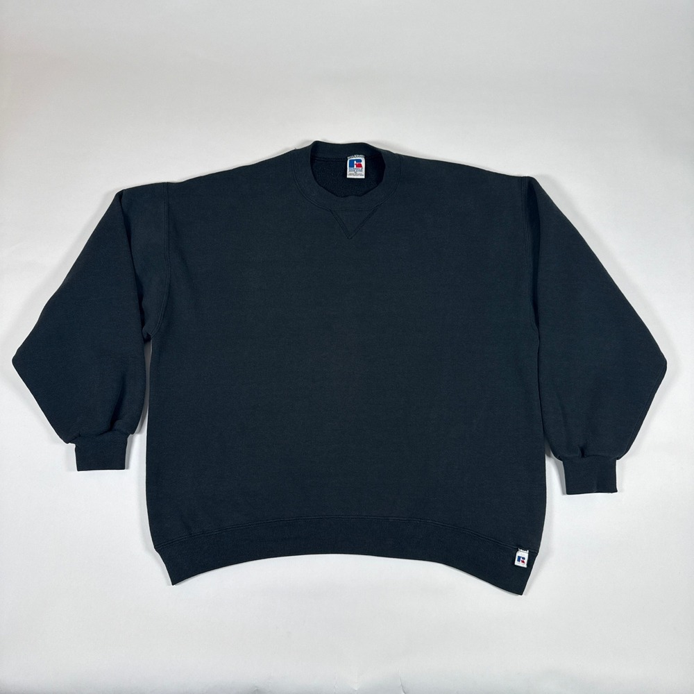 Vintage Russell Athletic Sweatshirt Mens XL Black Blank Crewneck Made in USA